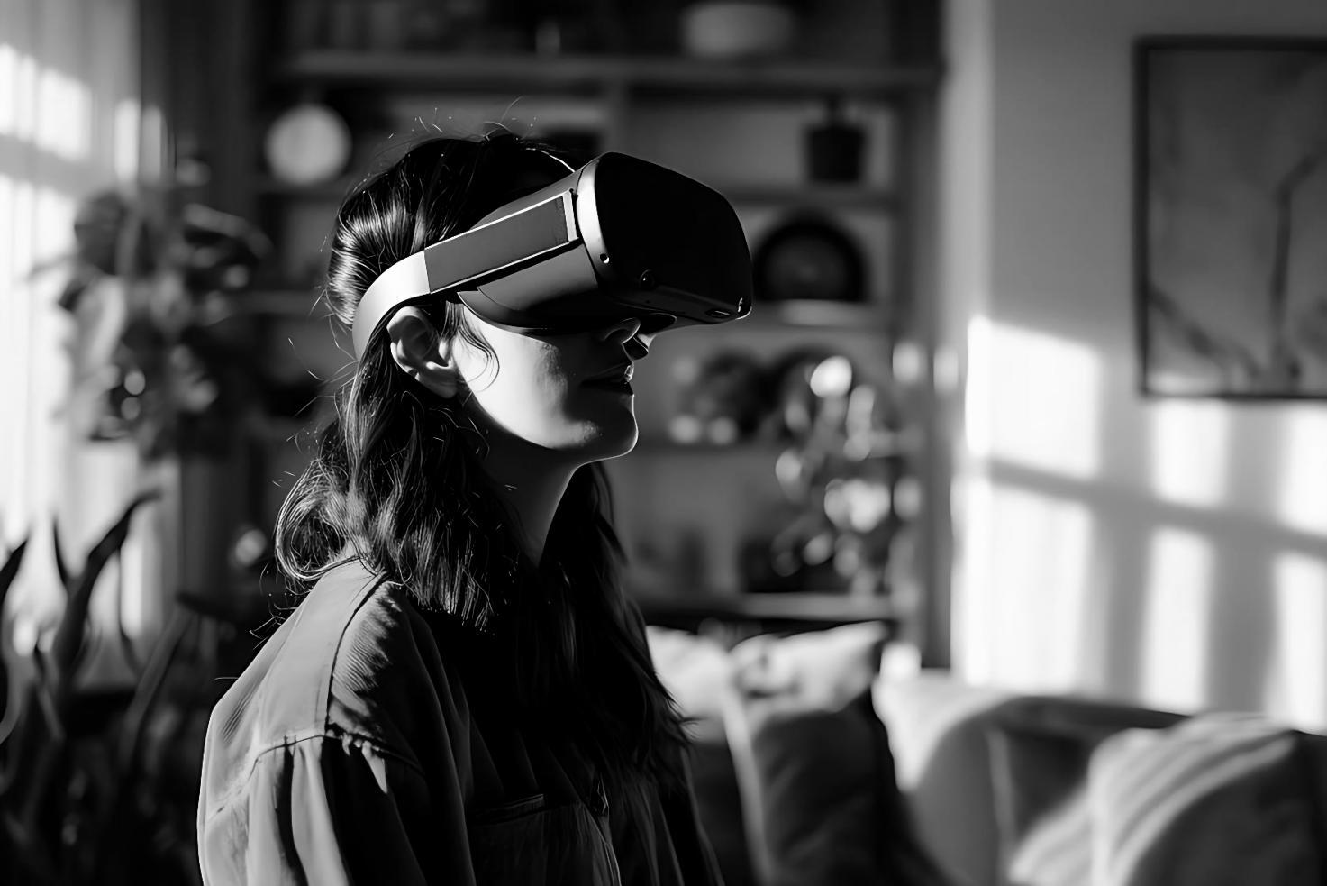 Student wearing VR headset during training session